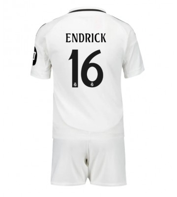 Real Madrid Endrick #16 Primera Equipación Niños 2024-25 Manga Corta (+ Pantalones cortos)